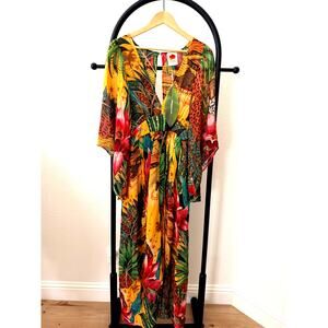 Farm Rio NEW Tropical Dreams Caftan Dress Yellow Size S